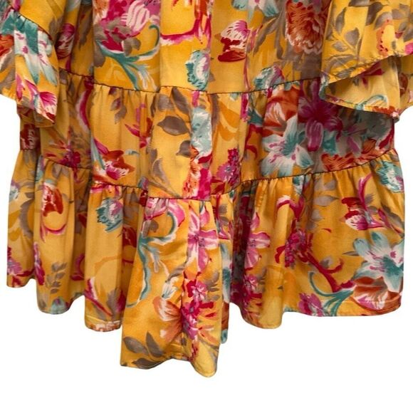 Chelsea & Theodore yellow floral boho blouse - Picture 3 of 7